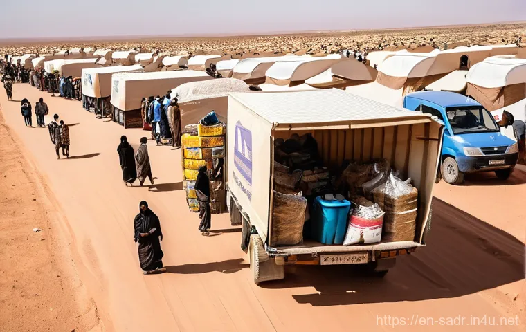 사하라 아랍 민주 공화국 수출입 품목 - **Bustling Sahrawi Local Market Scene:**
    A dynamic and colorful image of a lively local market i...