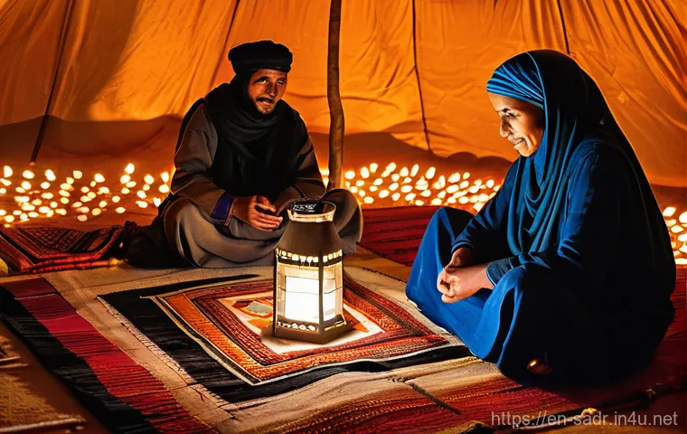 사하라 아랍 민주 공화국 공용어 - **Prompt:** A serene and culturally rich scene featuring an elderly Sahrawi storyteller, a man or wo...