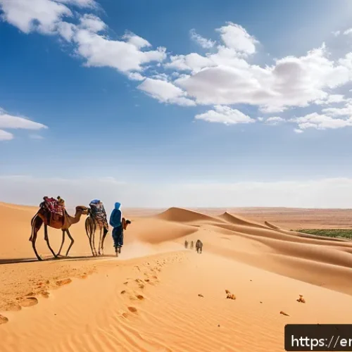 사하라 아랍 민주 공화국 여행 시기 추천 - A panoramic desert landscape during early spring in the Sahrawi Arab Democratic Republic, showcasing...